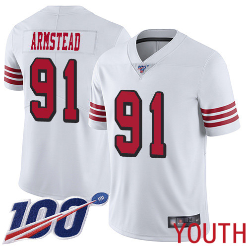 San Francisco 49ers Limited White Youth Arik Armstead NFL Jersey 91 100th Season Rush Vapor Untouchable